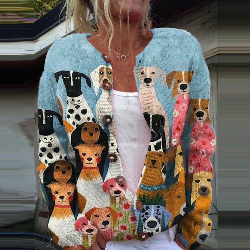 3D Digital Printing Cardigan Knitted Coat