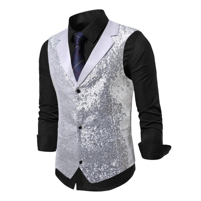 Men's Stage Performance Sequin Vest