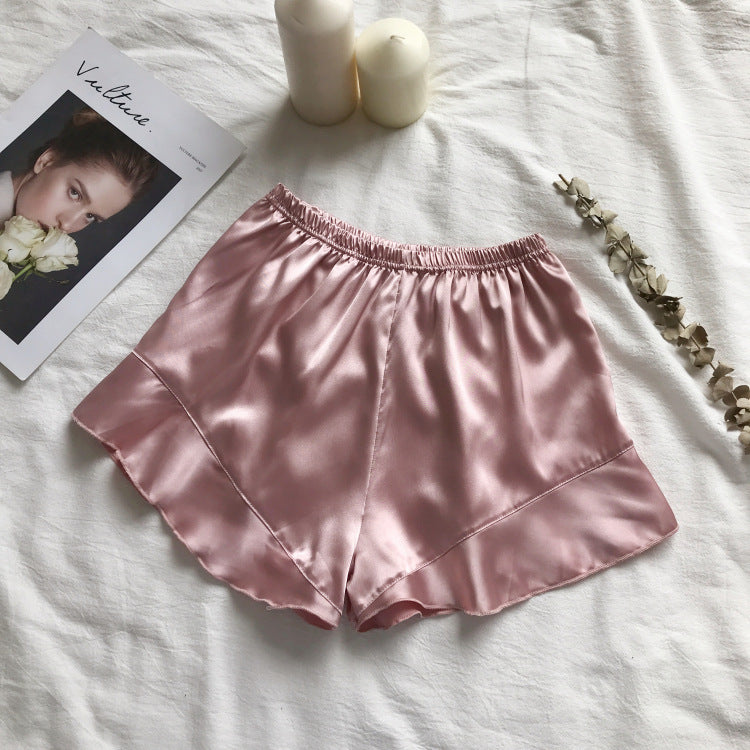 Summer New Style Anti Exposure Pants Summer Thin Imitation Satin Three Point Insurance Pants Can Be Worn Inside And Outside Shorts For Women