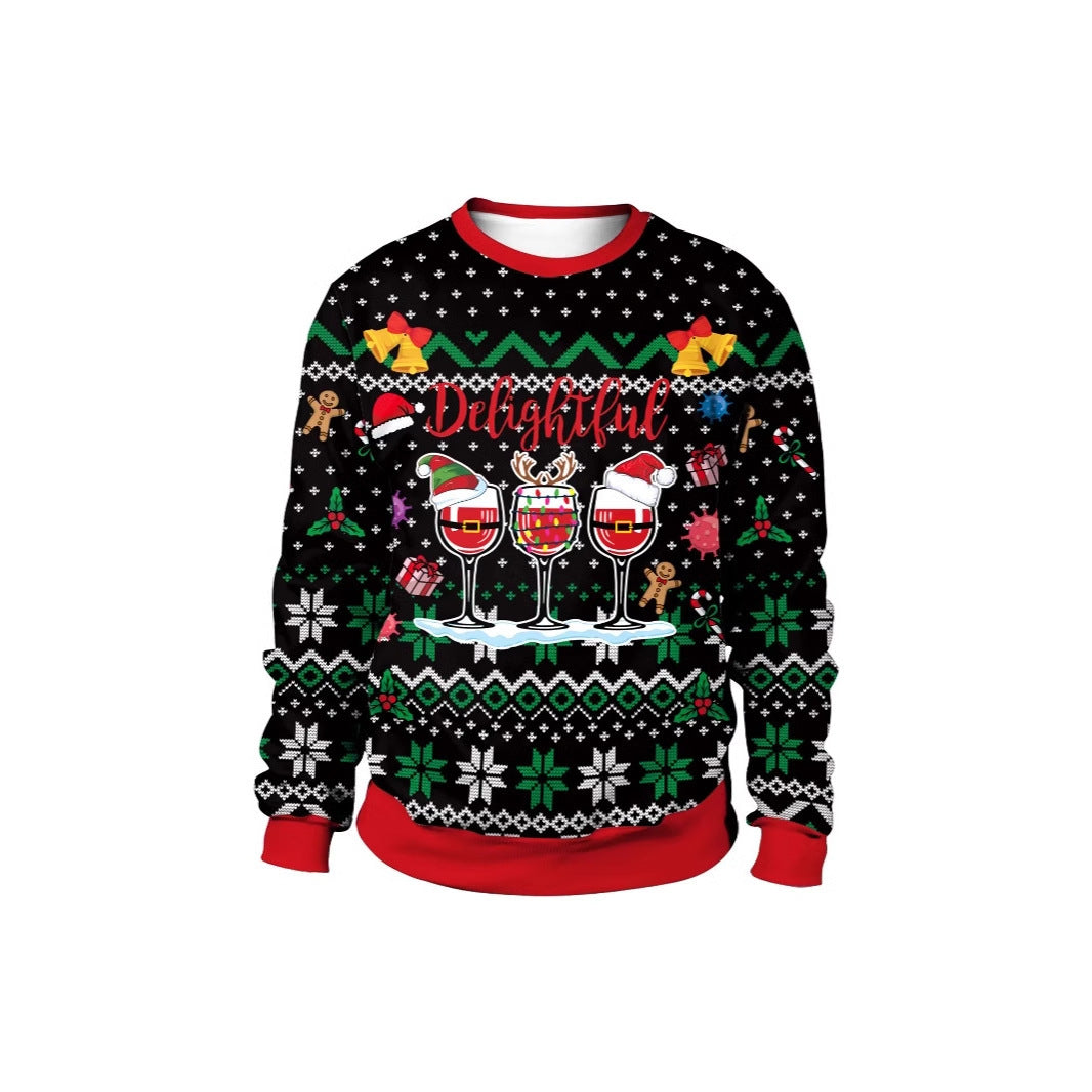 Men's And Women's 3D Printed Christmas Round Neck Sweater
