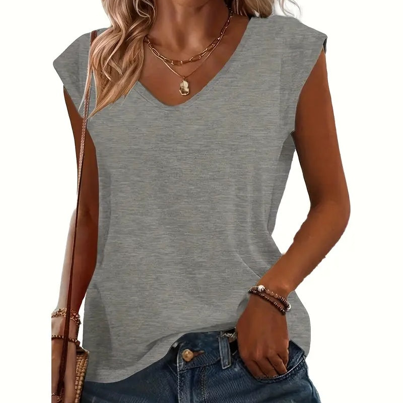 Women's 5-Pack V-Neck Solid Color Short Sleeve T-Shirts - Basic Casual Summer Tees