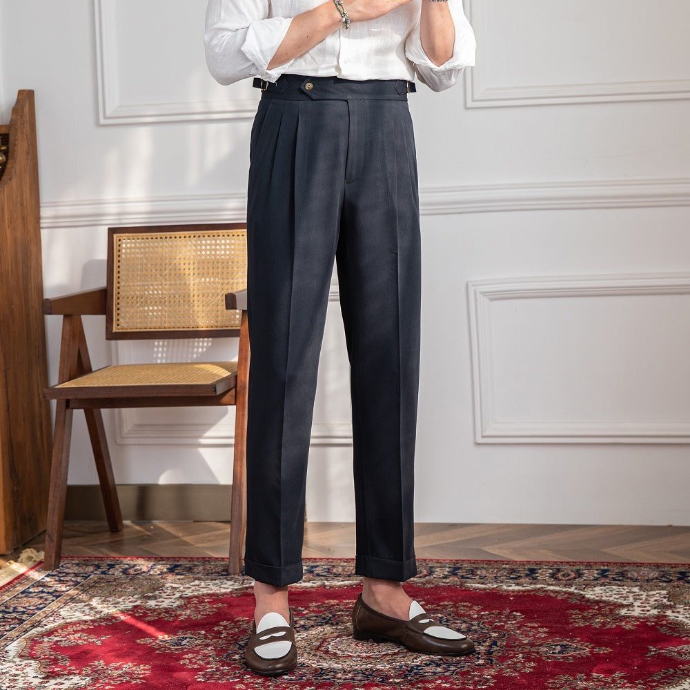 Retro Casual High Thin Non-ironing Straight-leg Trousers Men