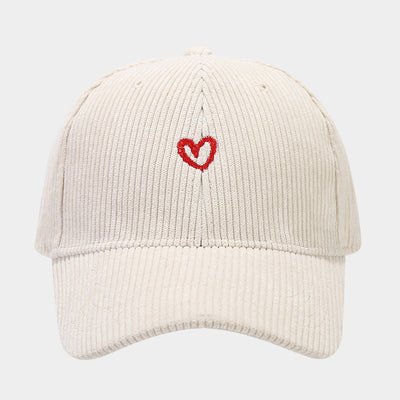 Spring And Autumn New Small Love Embroidered Corduroy Baseball Cap