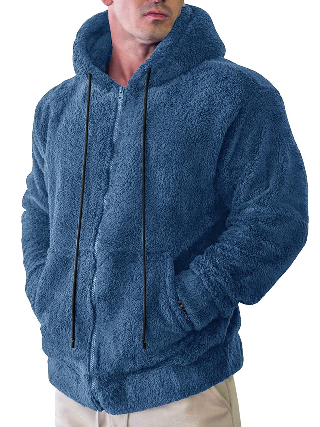 Men's Plush Cardigan Hooded Jacket