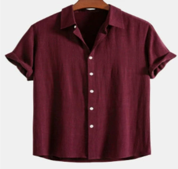 Men's Casual Loose Short Sleeve Shirt Casual Pants Suit