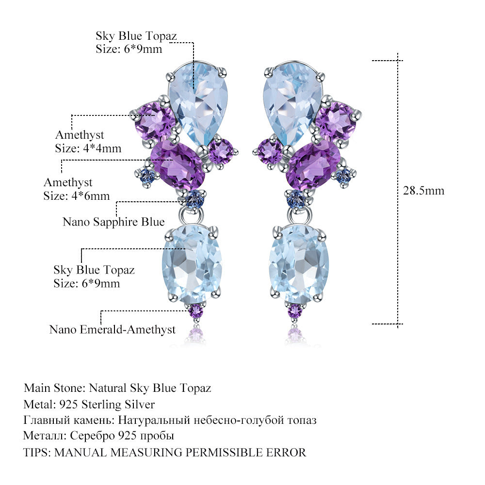 Banquet With High-grade S925 Silver Natural Topaz Earrings Earrings