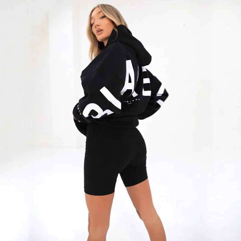 Fashionable Printed Thickened Versatile Long-Sleeve Loose-Fit Hoodie