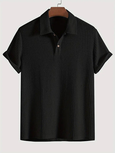 Men's Coat Lapel Rhombus Knit Casual Loose Short Sleeve Shirt