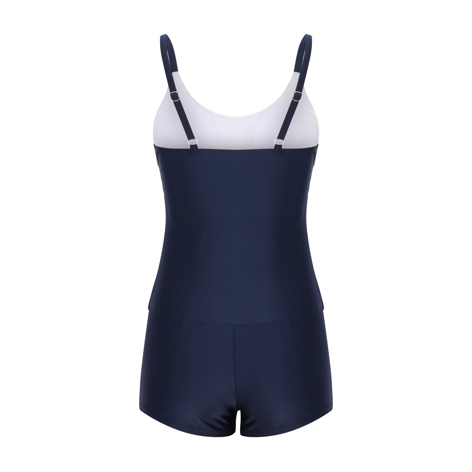 Ladies Conservative Stripe Boyshorts Split Fashion Swimsuit