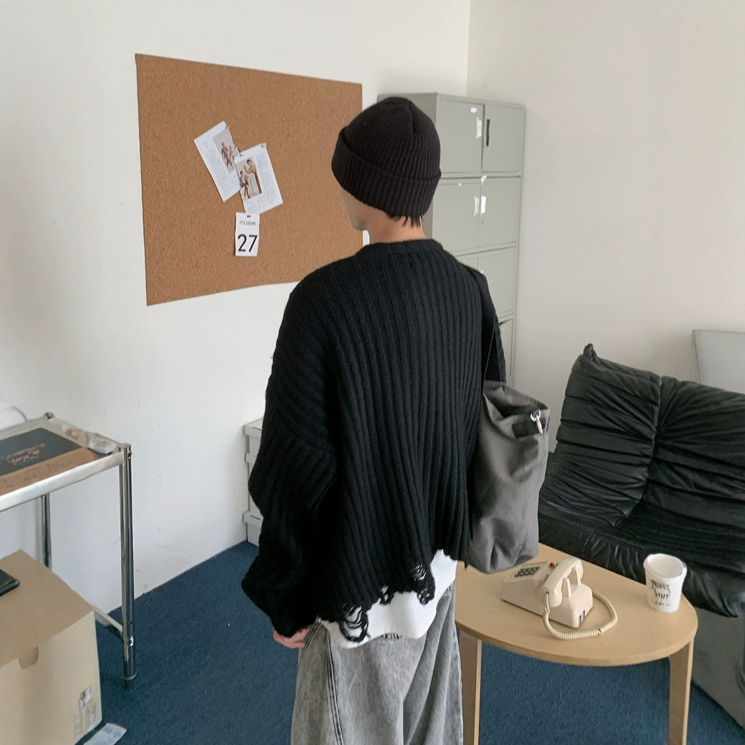 New Retro Worn Long-sleeved Pullover Sweater For Men And Women