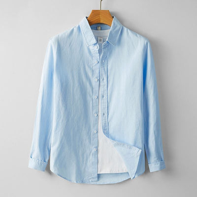 Summer Men's Cotton And Linen Casual Long Sleeve Shirt Thin