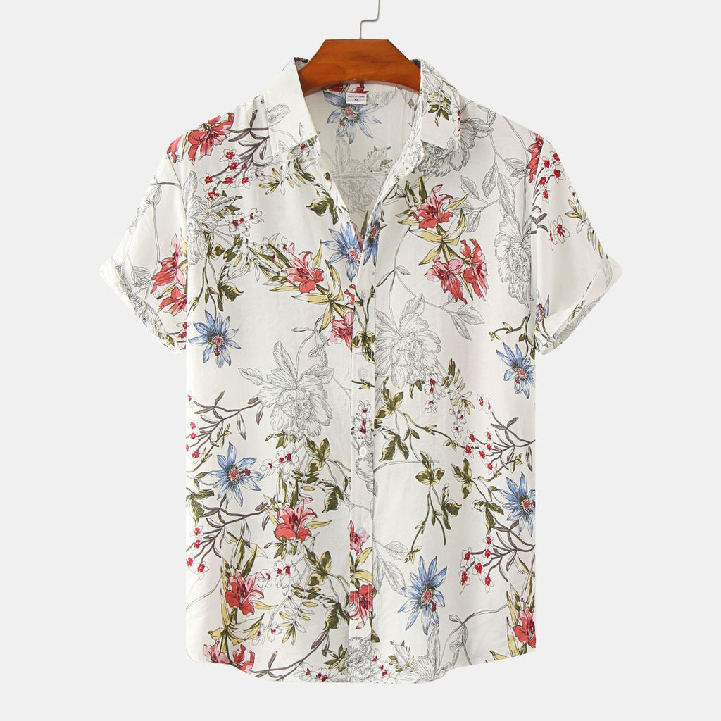 Floral Men's Casual Short Sleeve Printed Shirt