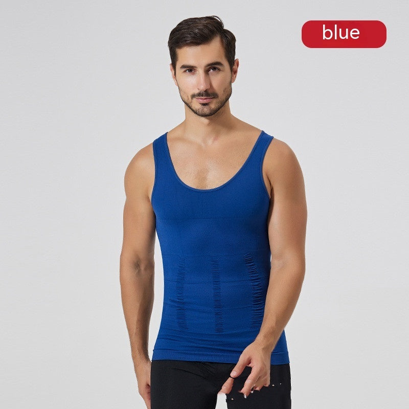 Men's Vest High Elastic Seamless Belly Contracting And Body Slimming Back Thin
