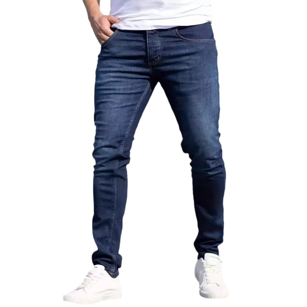 Men's European And American Fashionable Worn Slim Casual Jeans