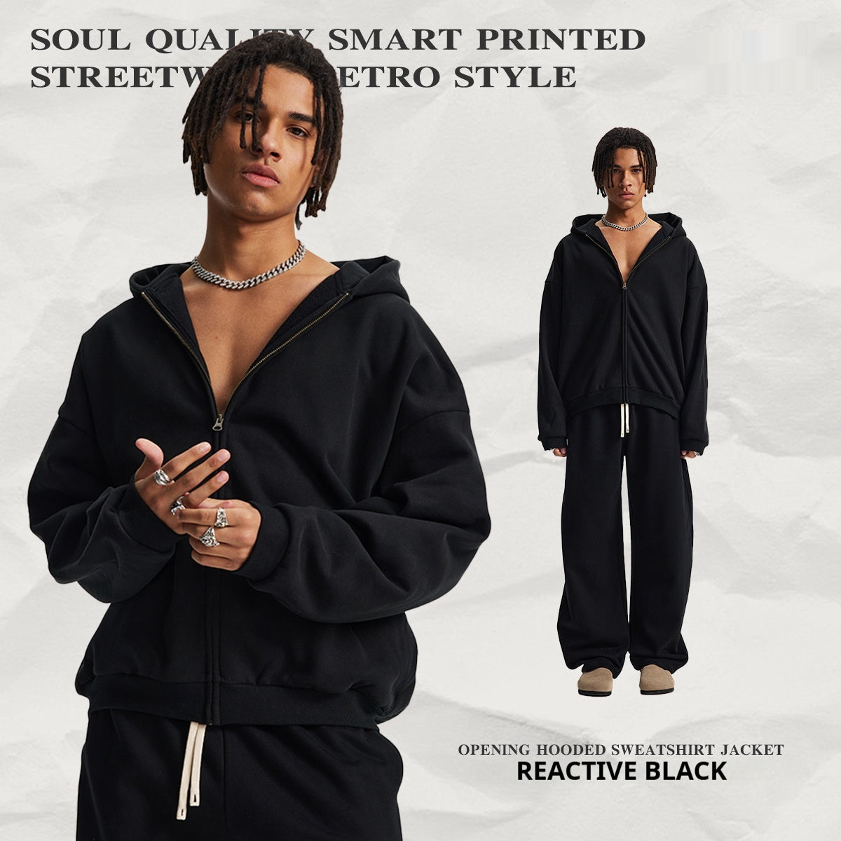 Hooded Cardigan Sweater Set For Men And Women