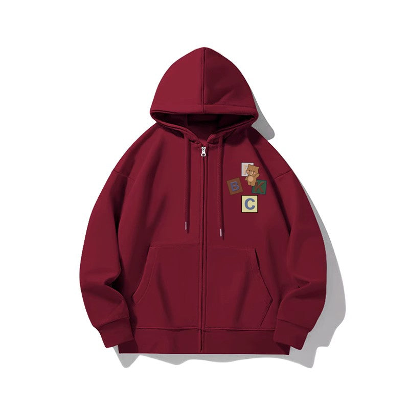 Melange Gray Zipper Cardigan Sweater Men And Women Autumn