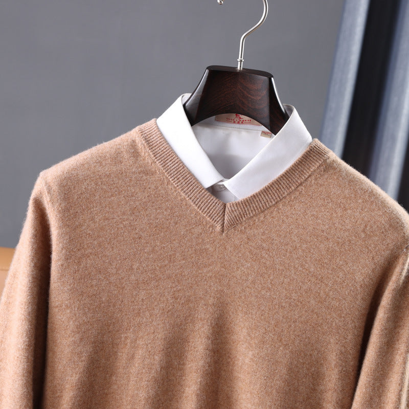 Korean Style Wool V-neck Bottoming Shirt Pullover Sweater