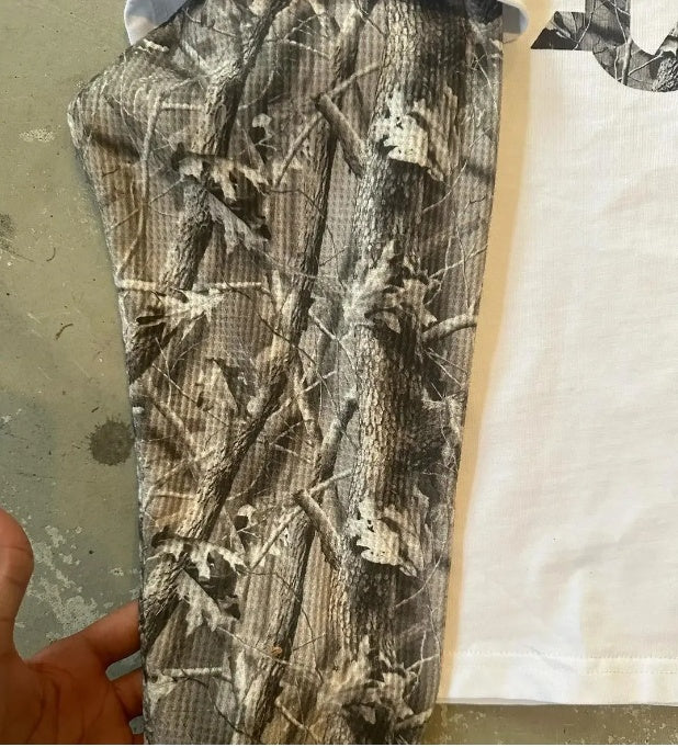 Niche Design Stitching Letter Print Round Neck Long Sleeve T-shirt