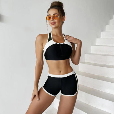 Matching Front Chest Zipper Sports Racing Foreign Trade Swimsuit