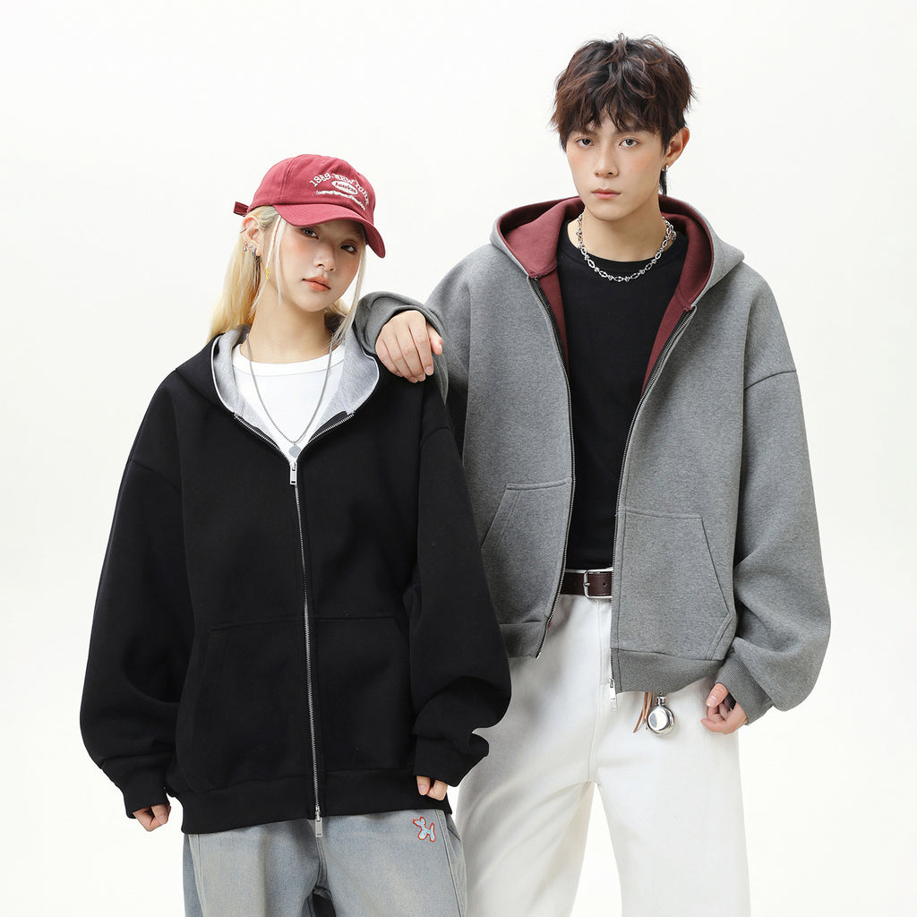 Heavy High-quality Contrast-colored Inner Hooded Sweater For Men And Women