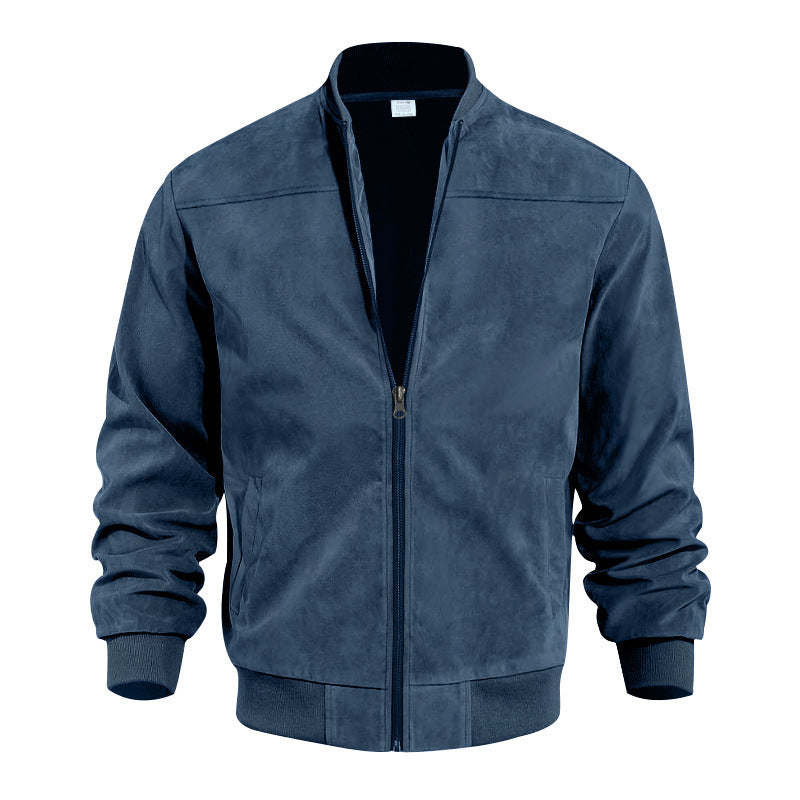 Men's Suede Solid Color Casual Retro Jacket
