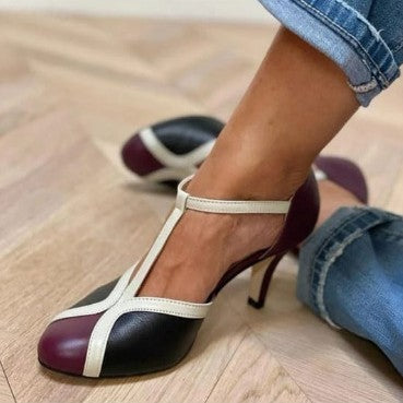 High Heel Fashion Round Toe Large Size Color Matching