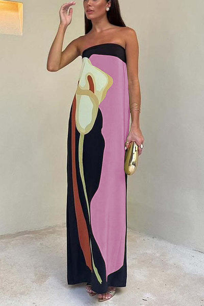 Women's Fashion Casual Avocado Print Tube Top Dress
