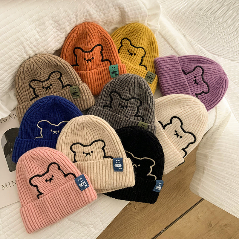 Women's Bear Pattern Knit Jacquard Beanie