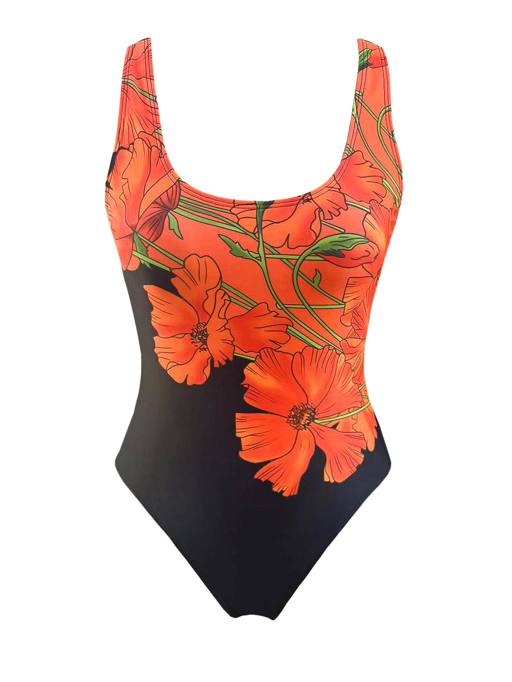 Swimsuit Slim Fit Sexy Flowers Printed Backless Amazon One-piece Bikini