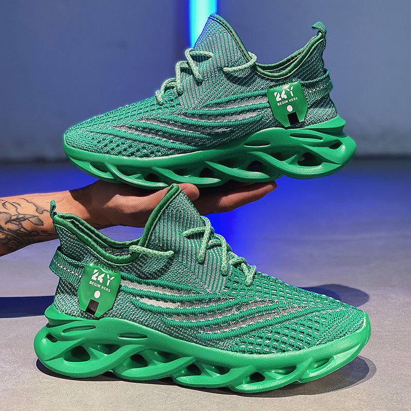 Flyknit Breathable Casual Sneaker Men's Mesh Surface Platform Running Shoes