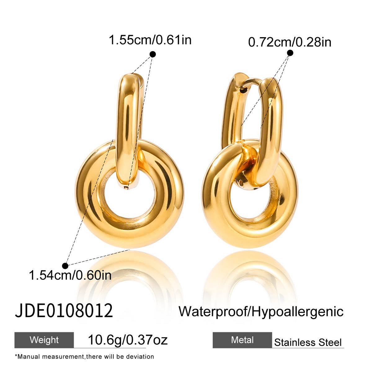 Titanium Steel Double Ring Earrings Light Luxury High Sense Ear Clip