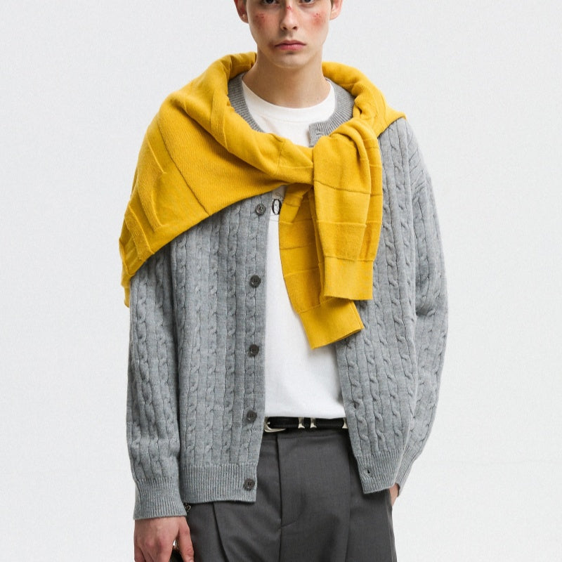 Twisted Solid Color Sweater Cardigan For Men And Women, American Style For Autumn And Winter