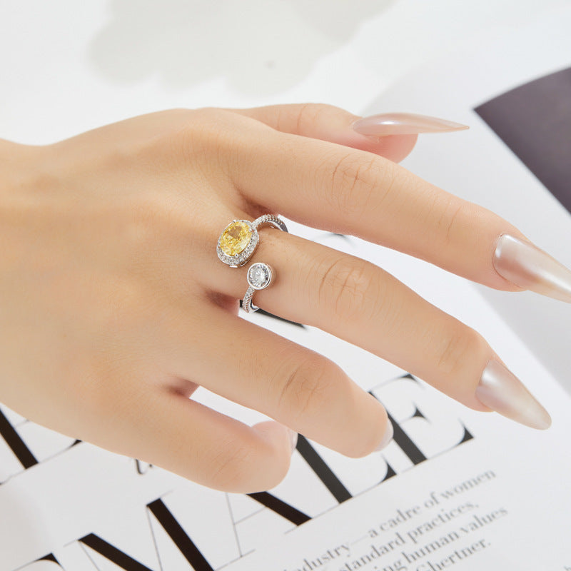 Oval Ice Flower Cut Fashion Women's Open Ring