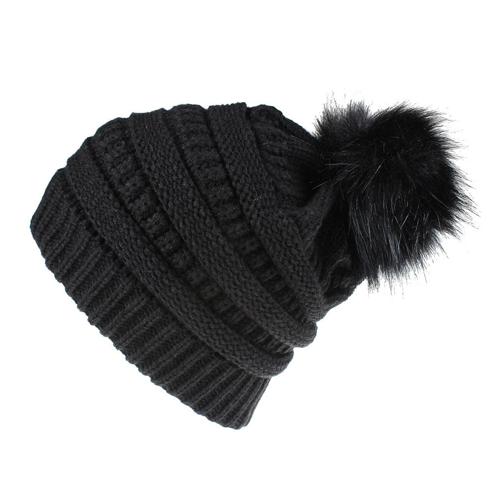 Faux Fur Fox Fur Ball Hat Knitted Casual Fashion
