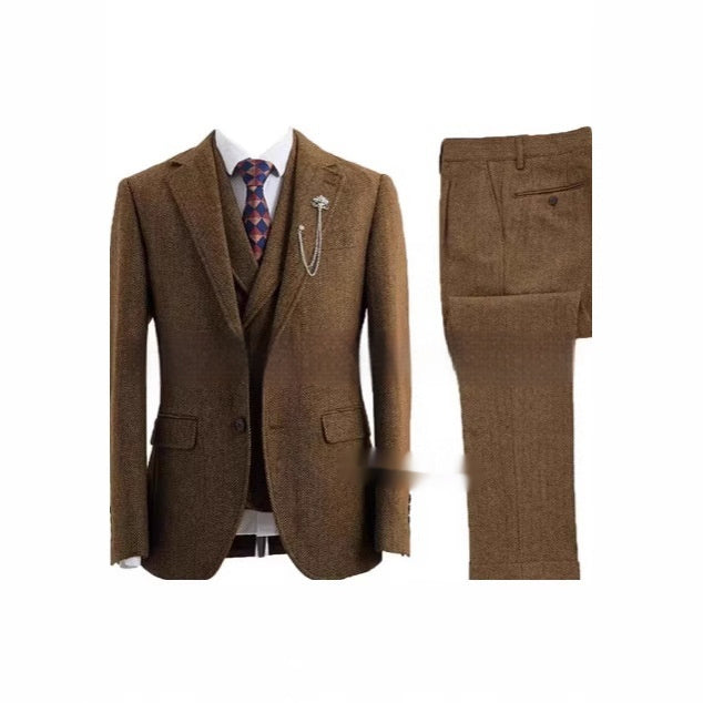 New Men's Suit Casual Three-piece Suit