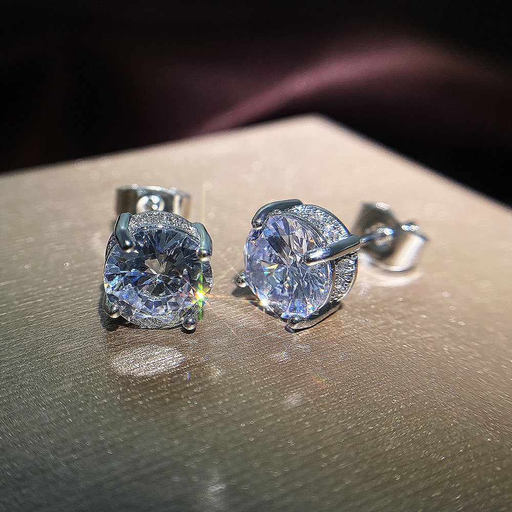 Exquisite Women's Round Zircon Stud Earrings