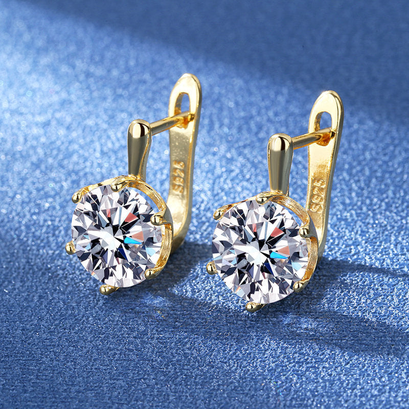 European And American Fashion Six-claw Super Flash Big Diamond Earrings