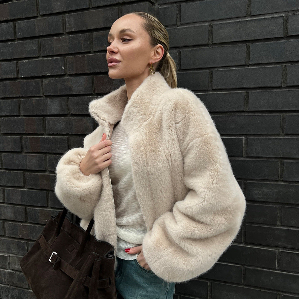 Autumn And Winter Warm Zipper Fur Jacket