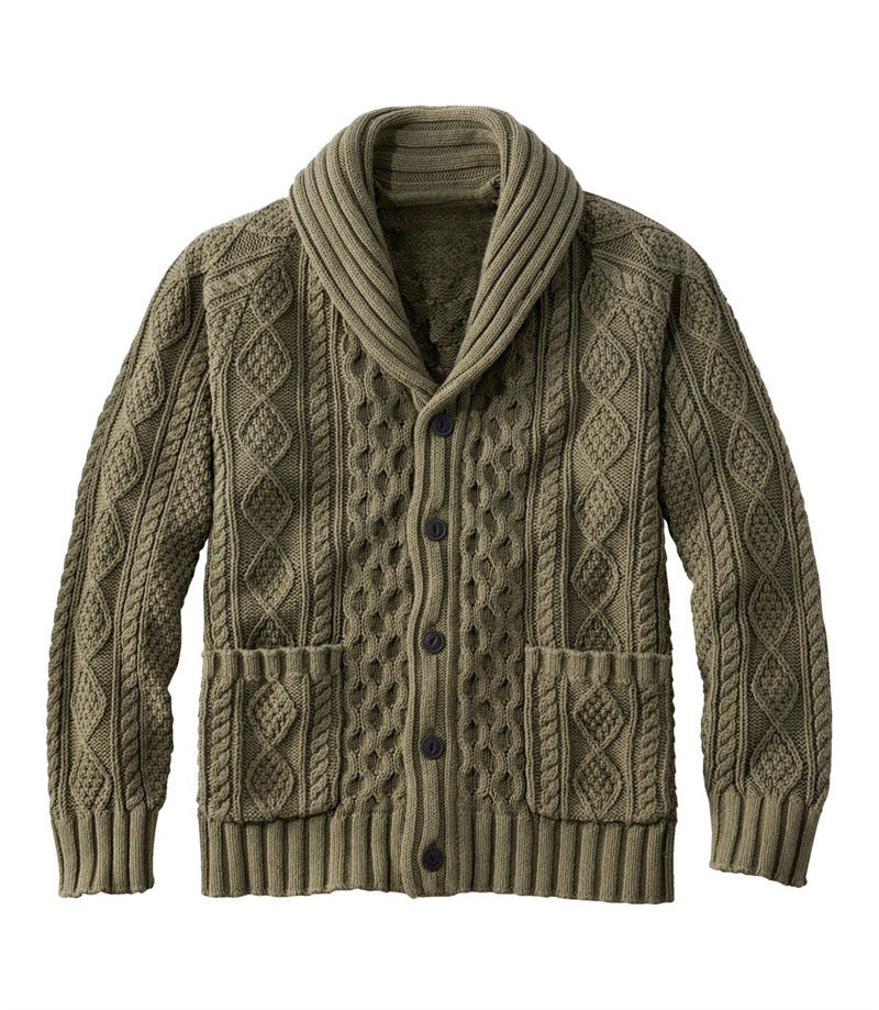 Knitted Lapel Cardigan Casual Sweater For Men