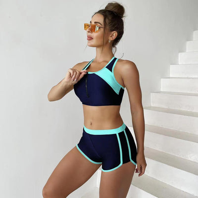 Matching Front Chest Zipper Sports Racing Foreign Trade Swimsuit