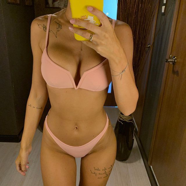 Plain Striped Sexy Women's V-neck Bikini