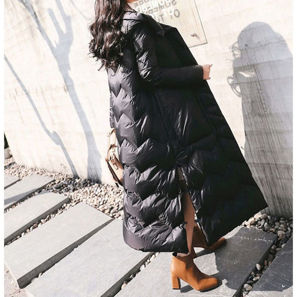 Knee-length Chinese-style Retro Frog-button Coat