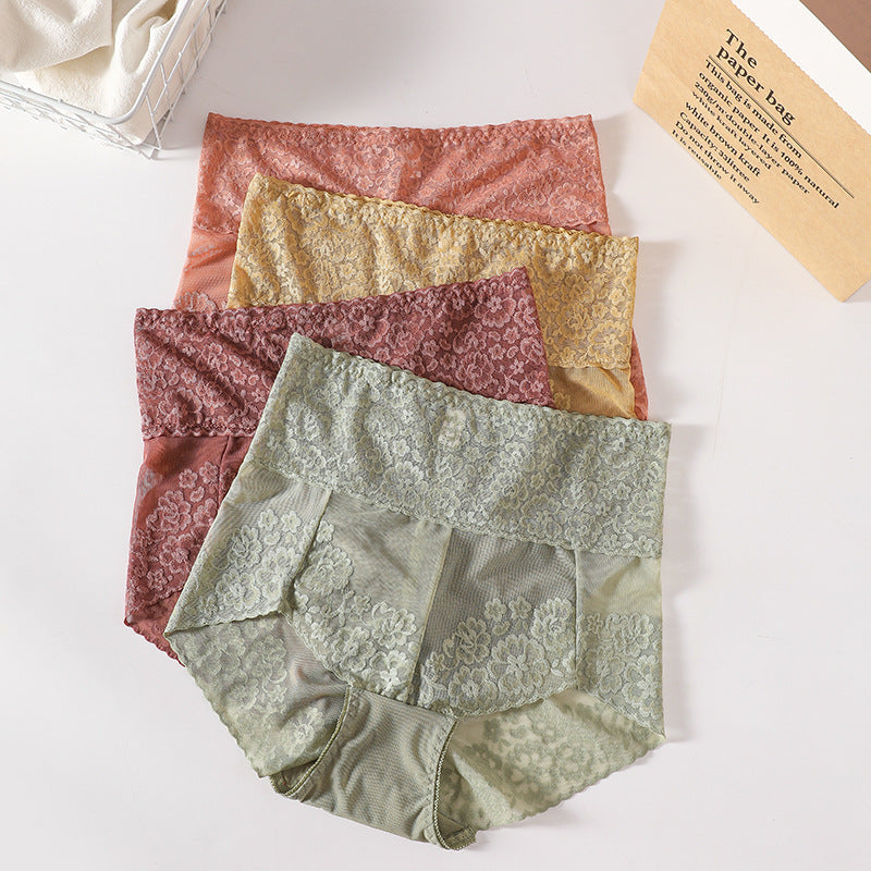 Women's Plus Size High Waist Belly Contracting Lace Underwear