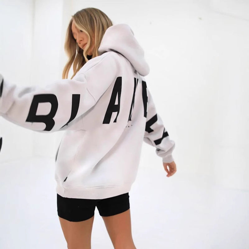 Fashionable Printed Thickened Versatile Long-Sleeve Loose-Fit Hoodie