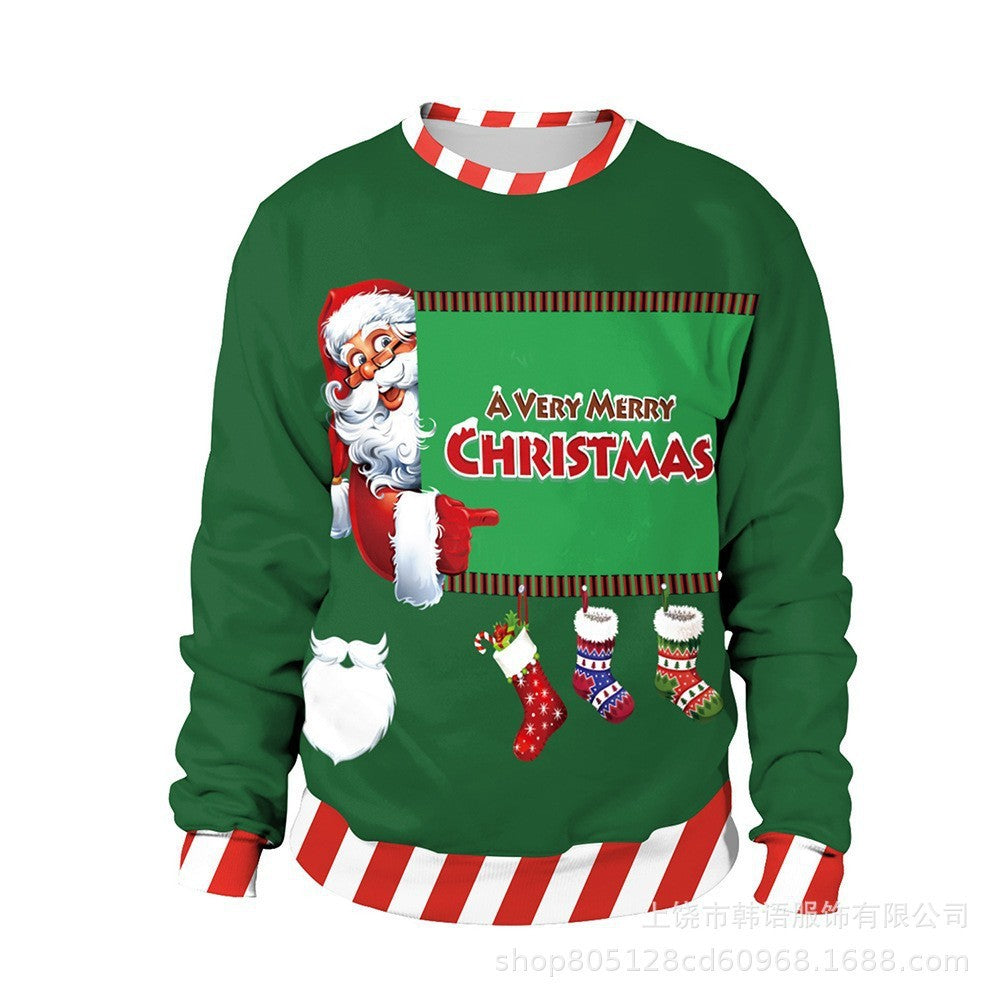 Men's And Women's 3D Printed Christmas Round Neck Sweater