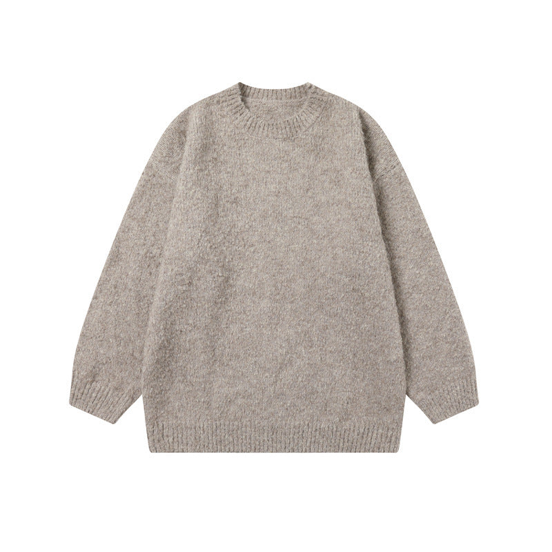 Trendy Minimalist Solid Color Round Neck Knitted Sweater For Men And Women