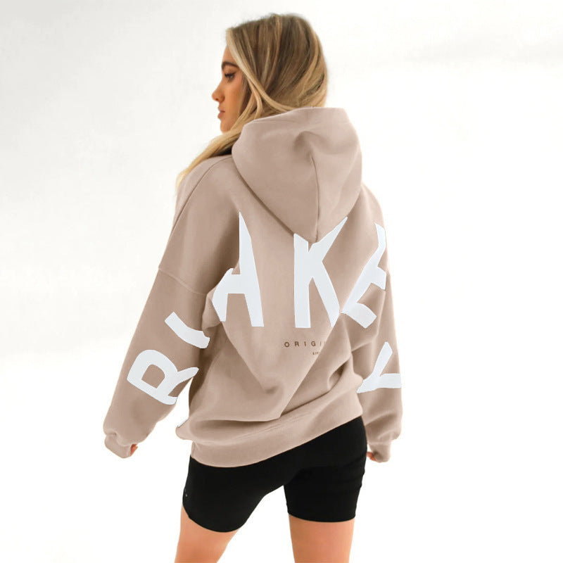 Fashionable Printed Thickened Versatile Long-Sleeve Loose-Fit Hoodie