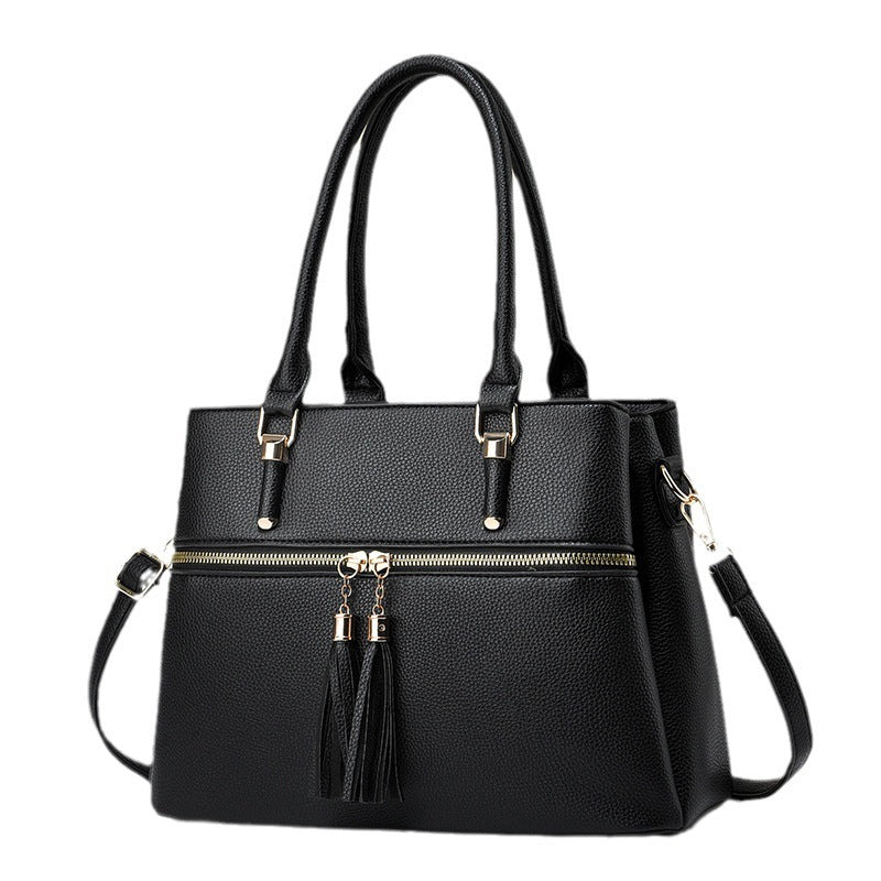 Large Capacity Soft Leather Tassel Shoulder Bag