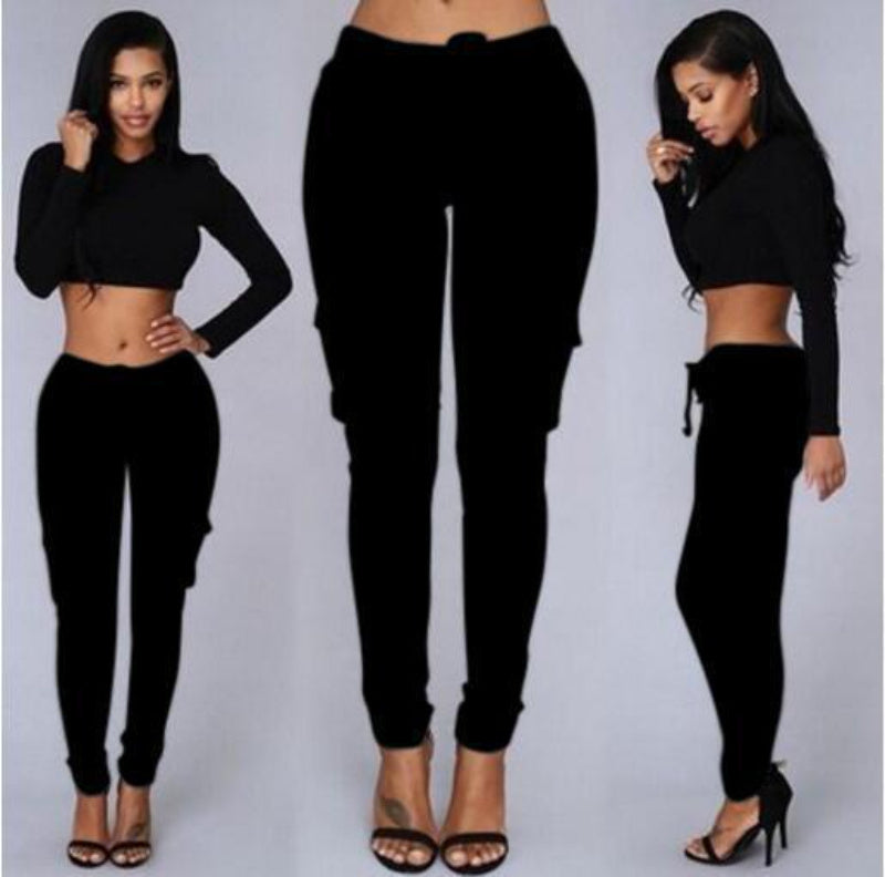 Women's Multi-Pocket Drawstring Casual Pants