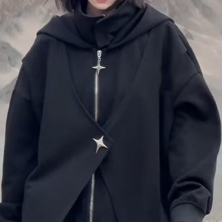 Fake Two-piece Hooded Turtleneck Sweater For Men And Women